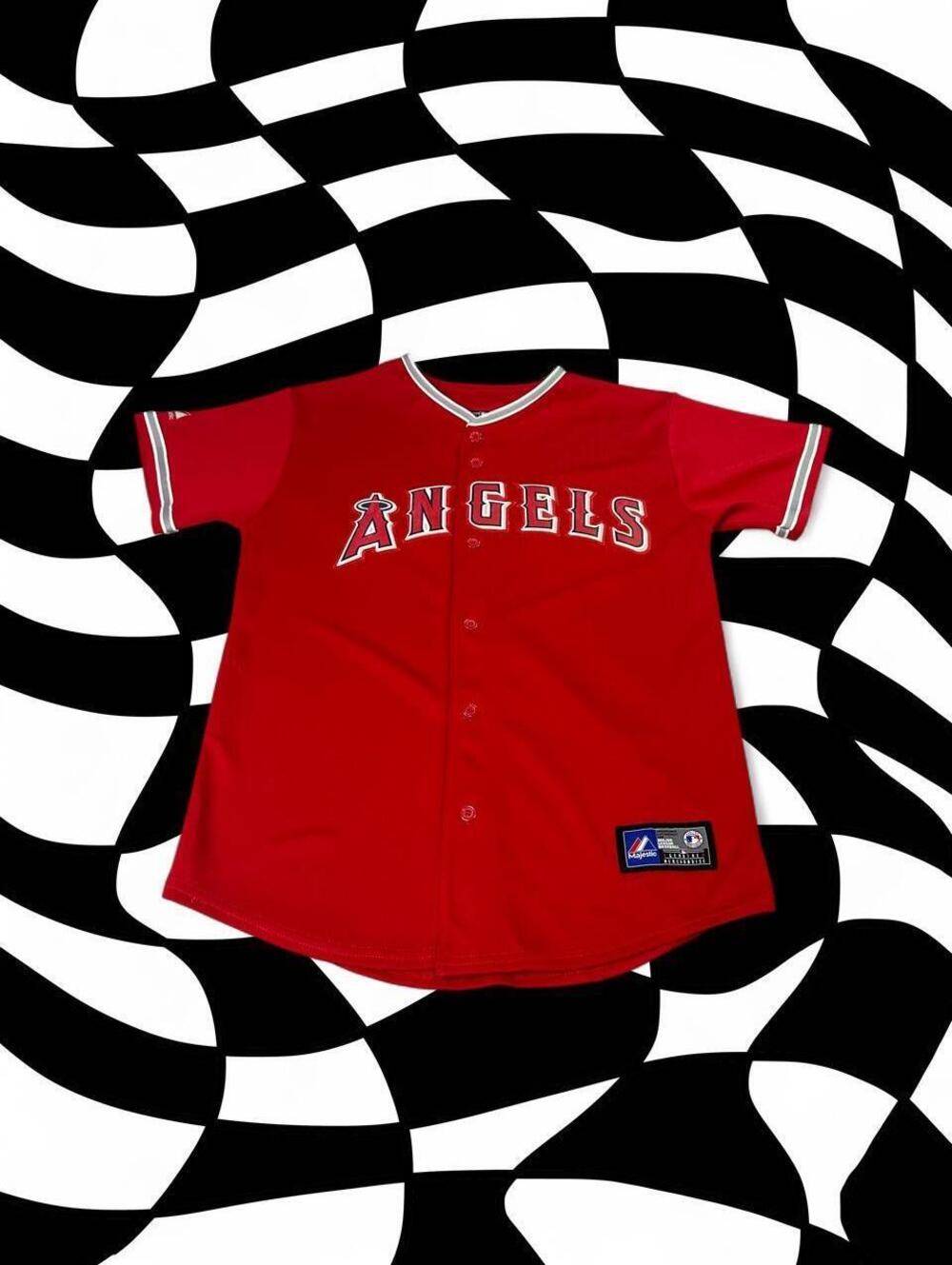 Retro Youth Majestic Athletic Angels baseball jersey